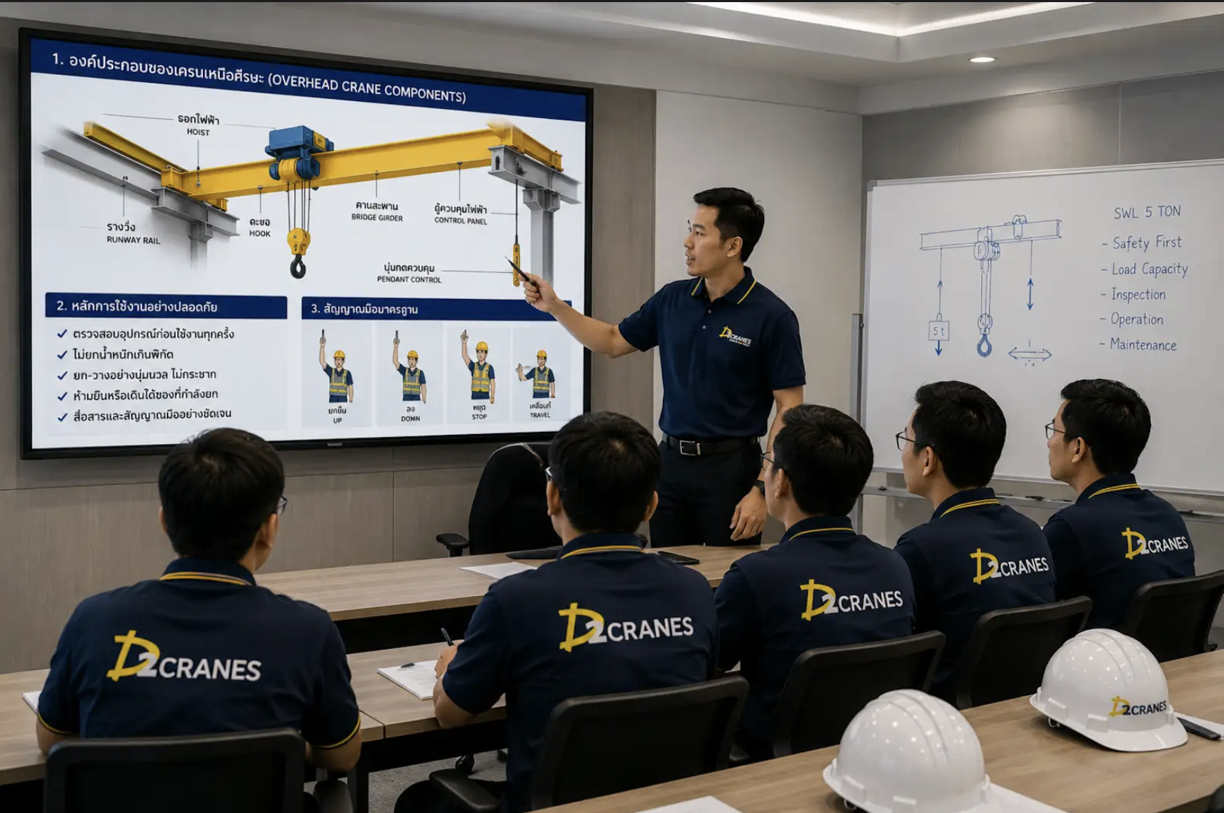 D2CRANES professional overhead crane training session in classroom